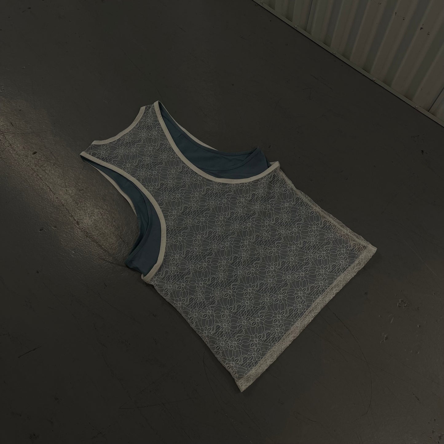 Oversized Double Laced Layered Racer Tanktop Aquamarine