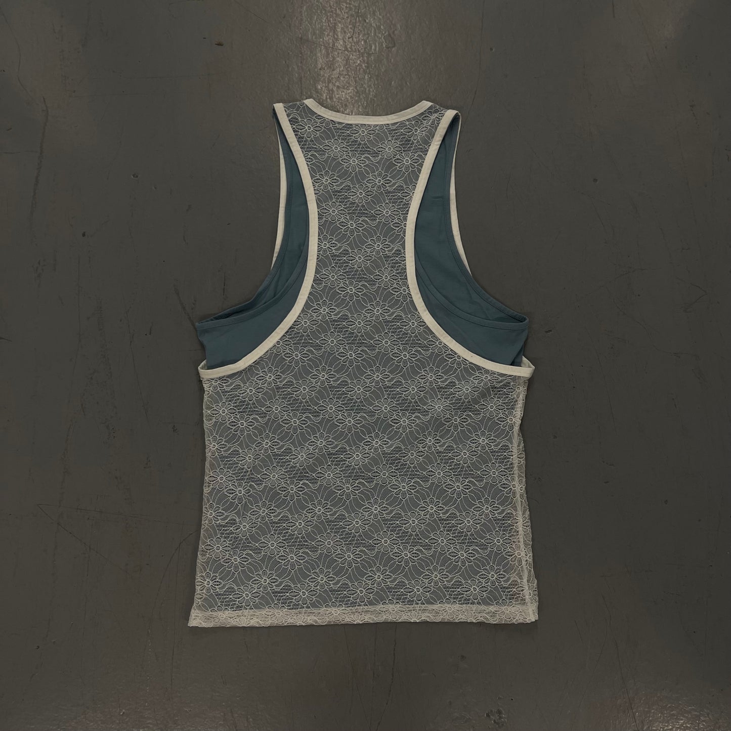 Oversized Double Laced Layered Racer Tanktop Aquamarine