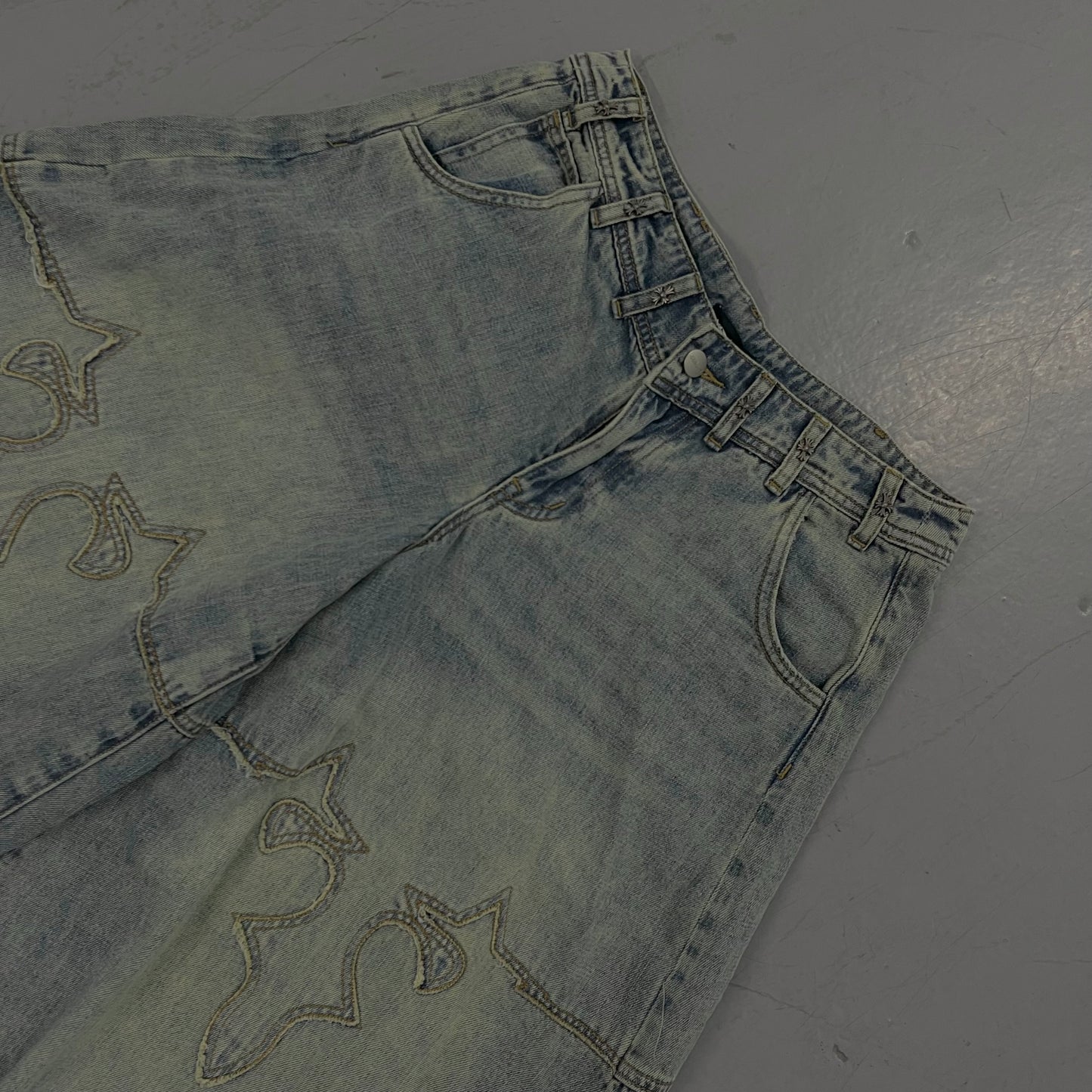 Hussar Cleur Belted Denim Blue Washed