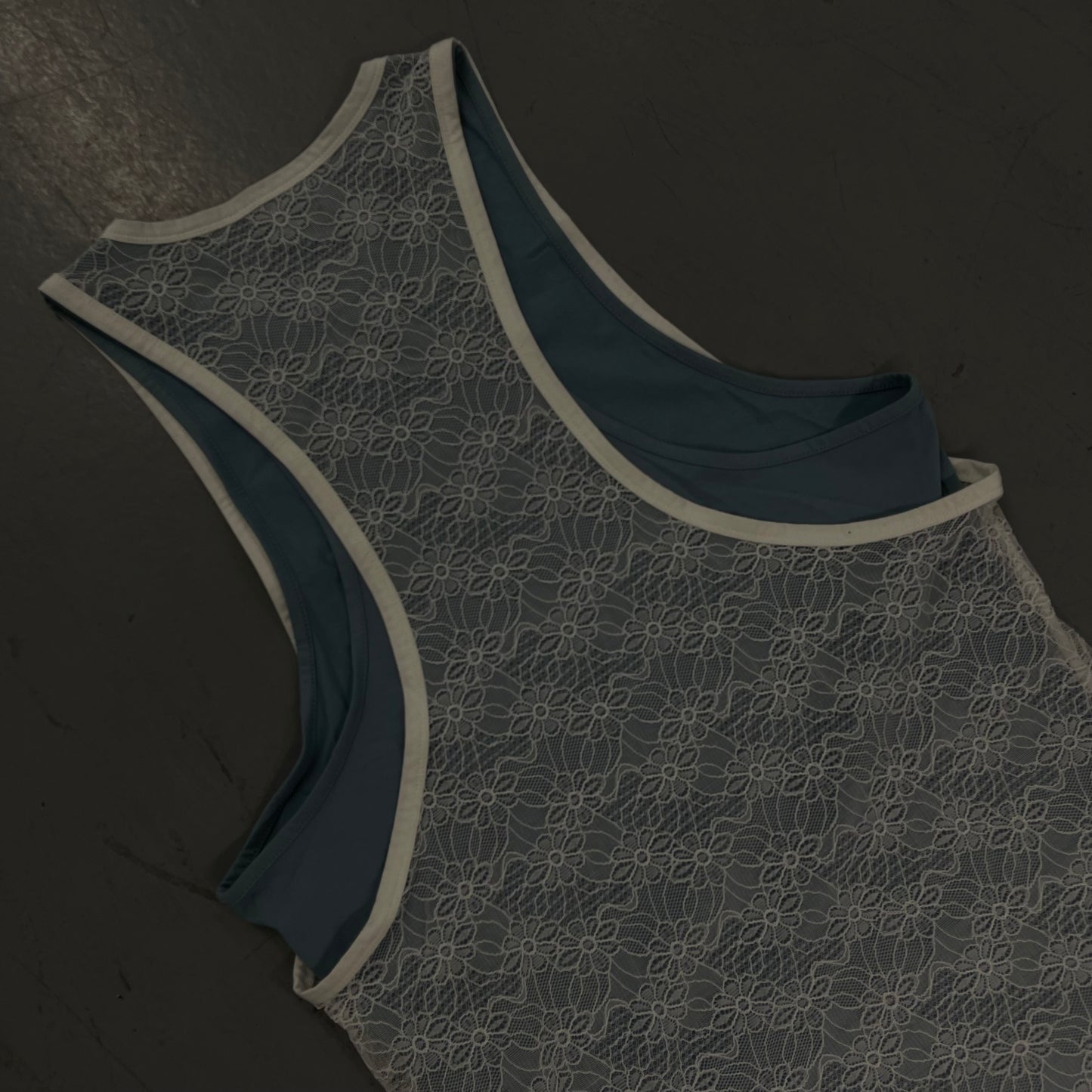 Oversized Double Laced Layered Racer Tanktop Aquamarine