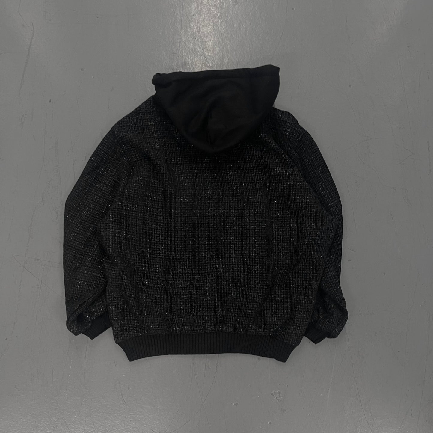 Black Oversized Tweed Bomber