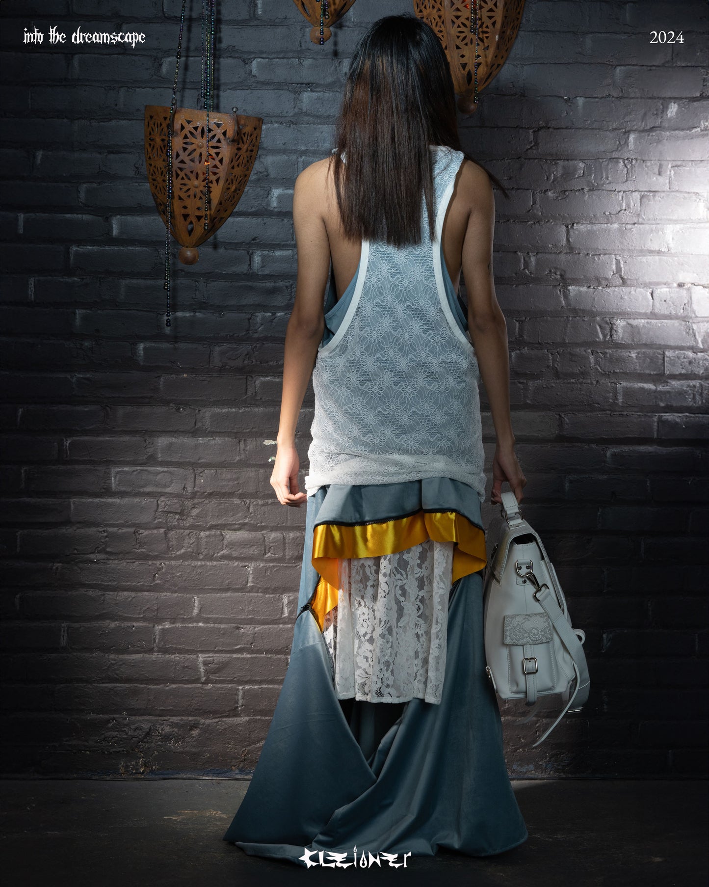 Oversized Double Laced Layered Racer Tanktop Aquamarine