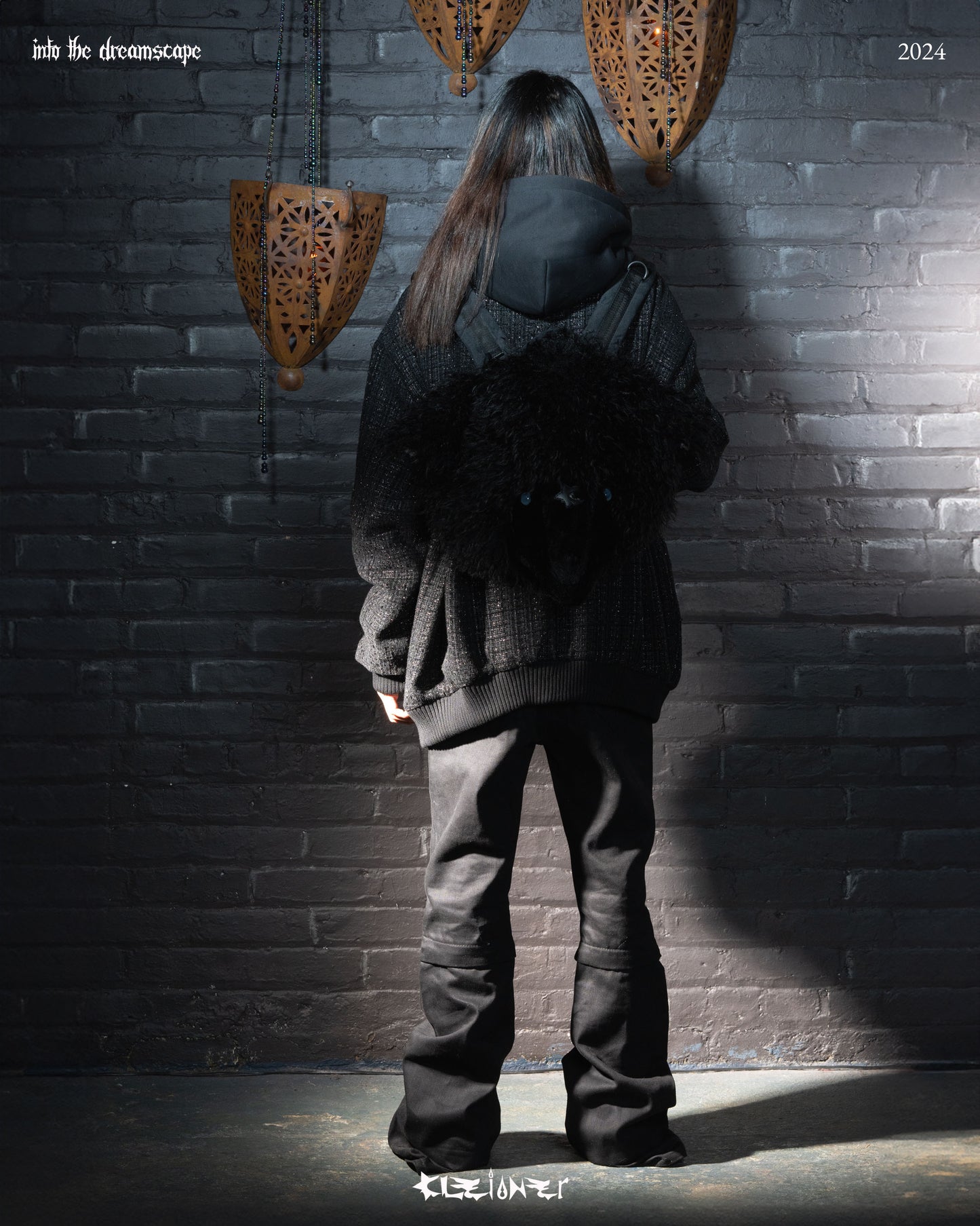 Black Oversized Tweed Bomber