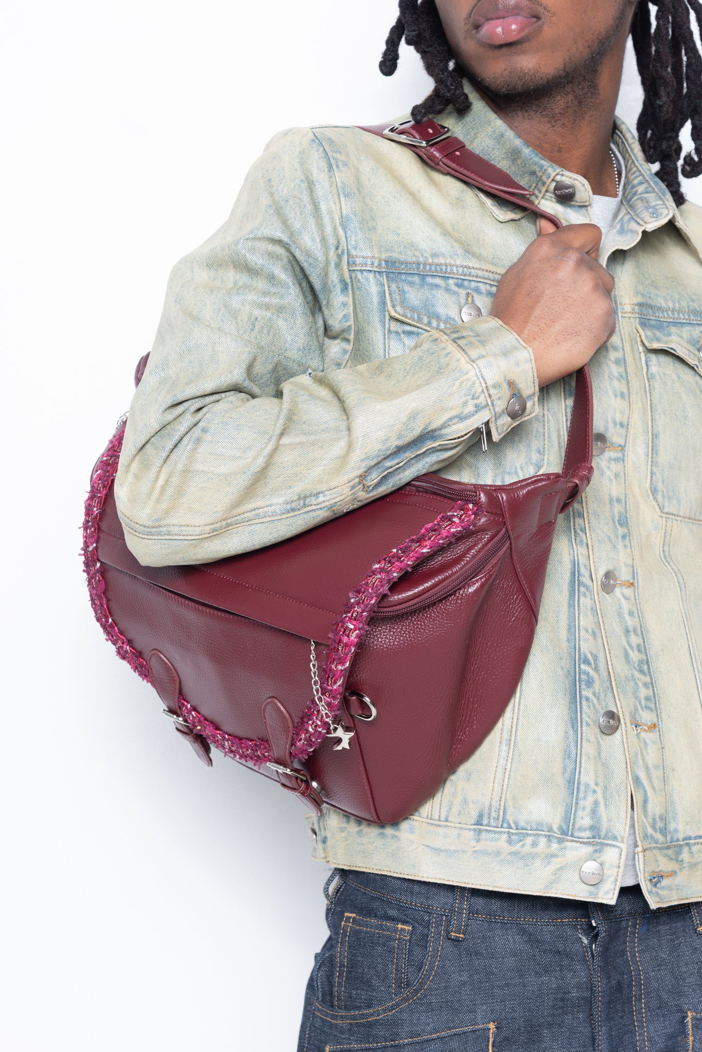 C Charm Tweed Messenger Bag