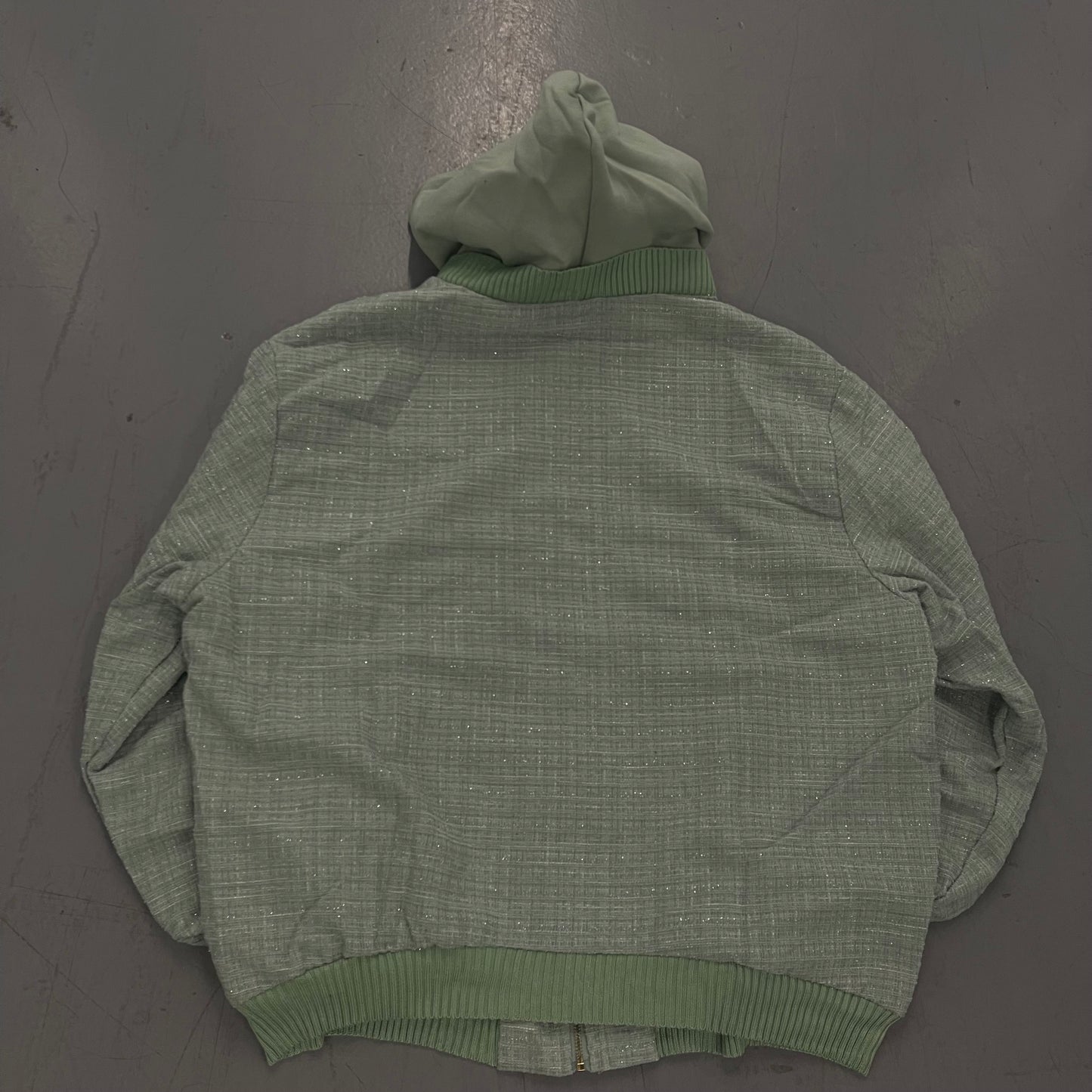 Seafoam Oversized Tweed Bomber