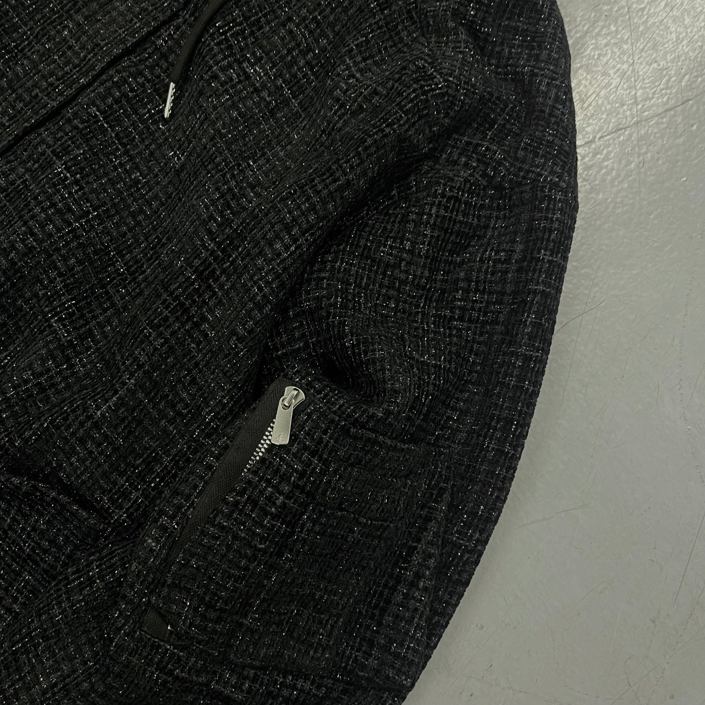 Black Oversized Tweed Bomber