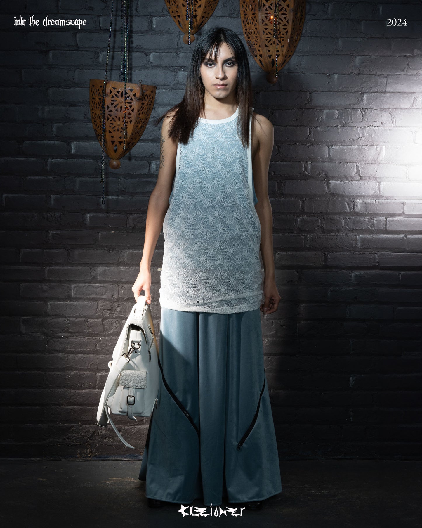 Oversized Double Laced Layered Racer Tanktop Aquamarine