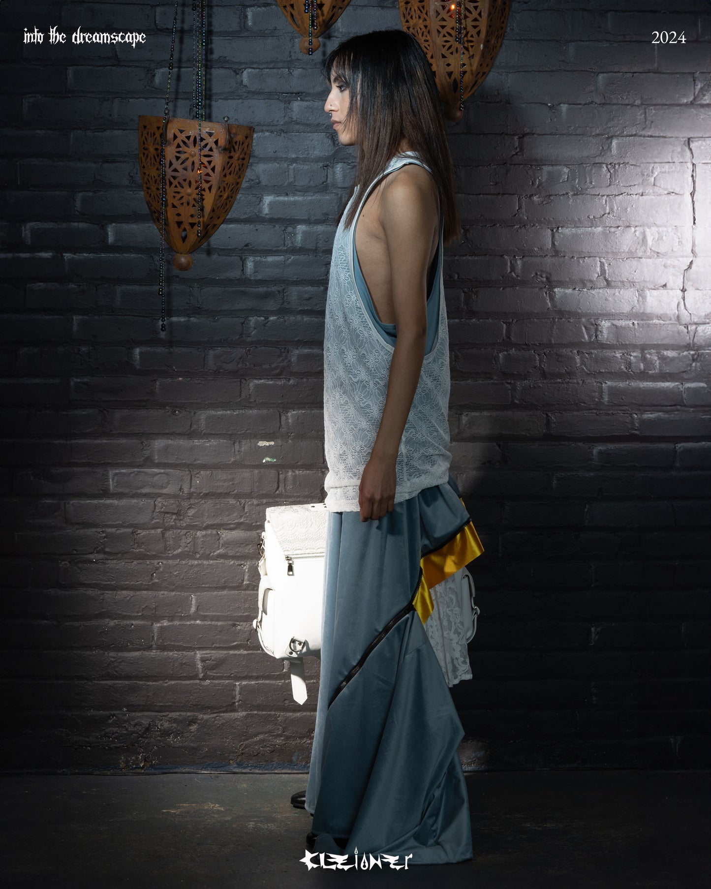 Oversized Double Laced Layered Racer Tanktop Aquamarine