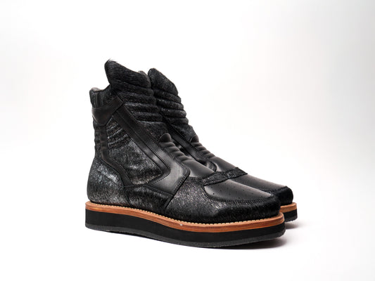 Enoch Sneaker Boots [Black Metallic Pony Hair]