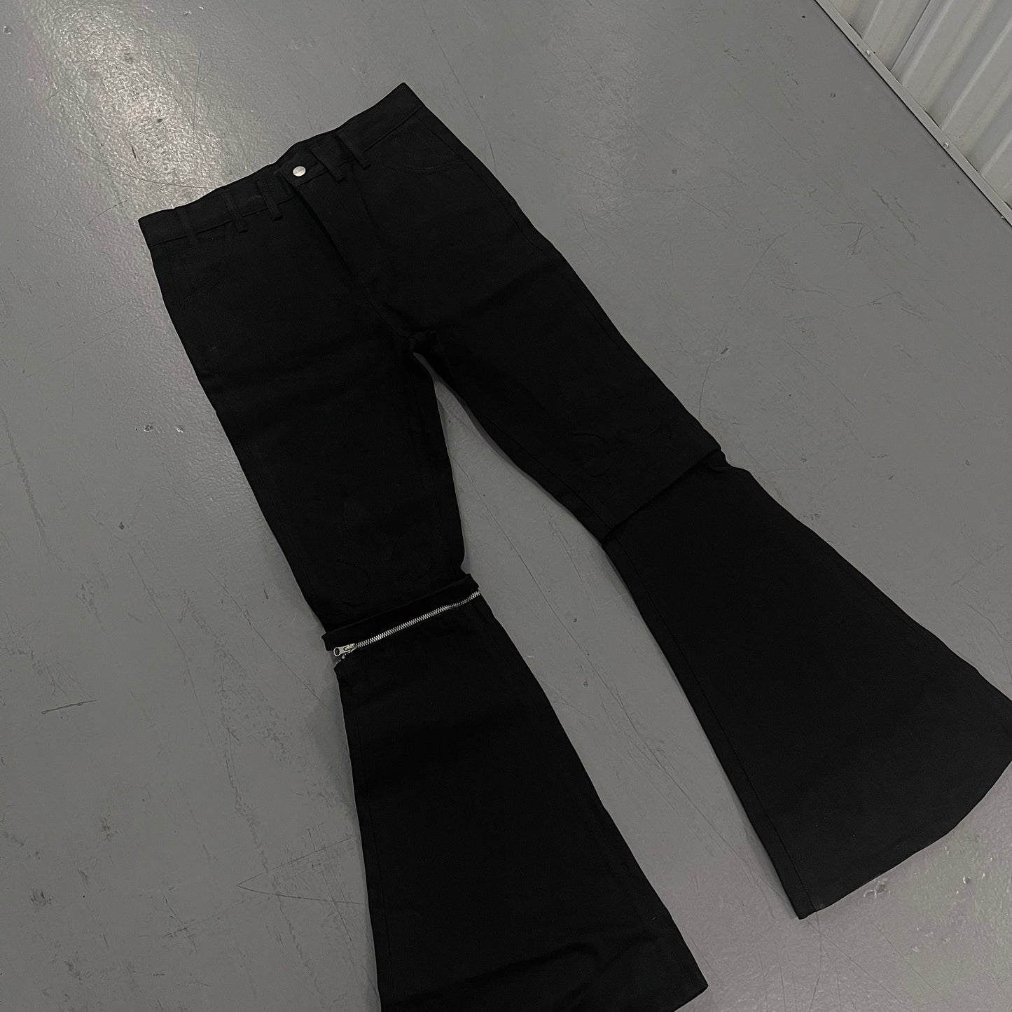 Le Cleur Convertible Flared Pants [Sanforized Black Selvedge Denim]