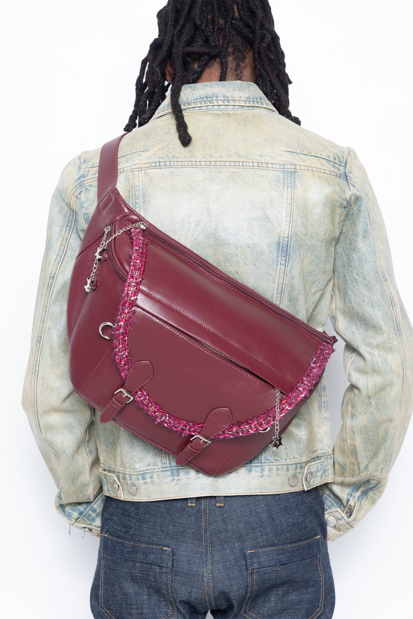 C Charm Tweed Messenger Bag