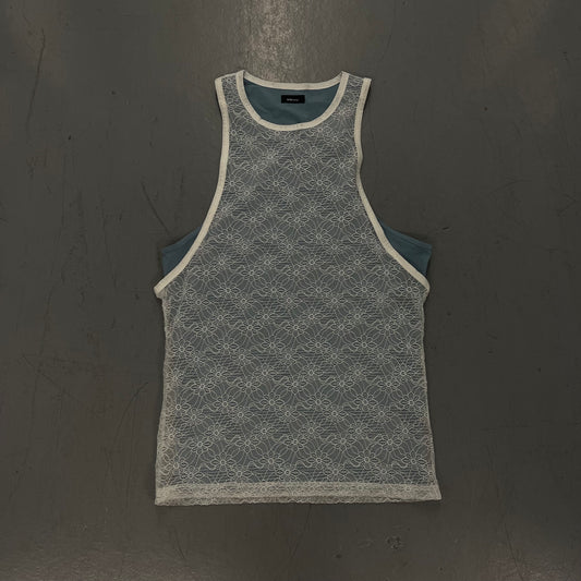 Oversized Double Laced Layered Racer Tanktop Aquamarine