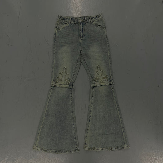 Le Cleur Convertible Flared Pants [Blue Wash]