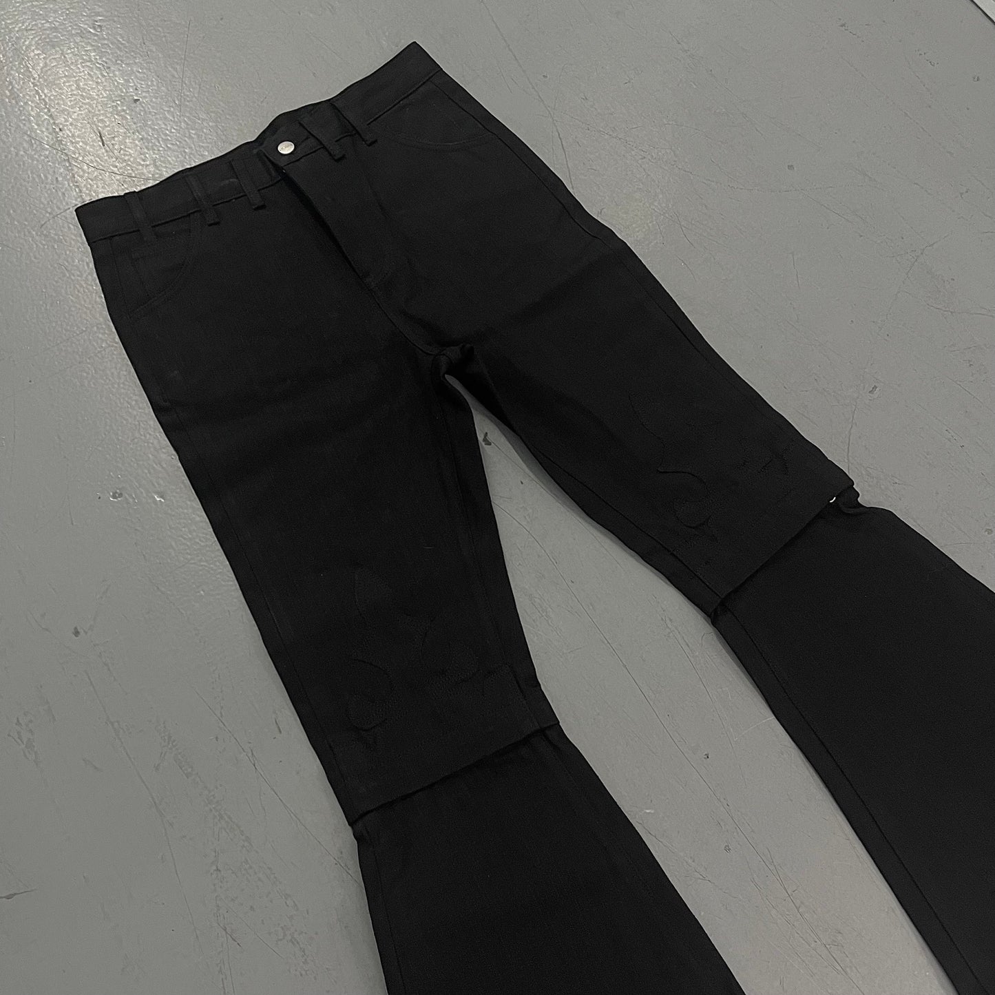 Le Cleur Convertible Flared Pants [Sanforized Black Selvedge Denim]