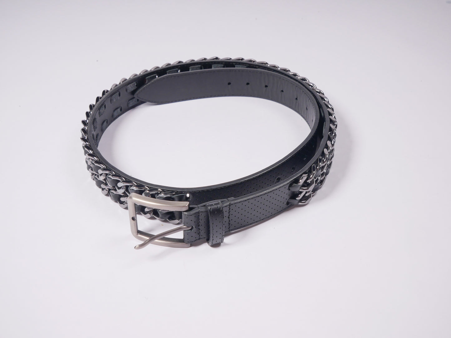 Salieri Cuban Belt [Black Perforated Leather]