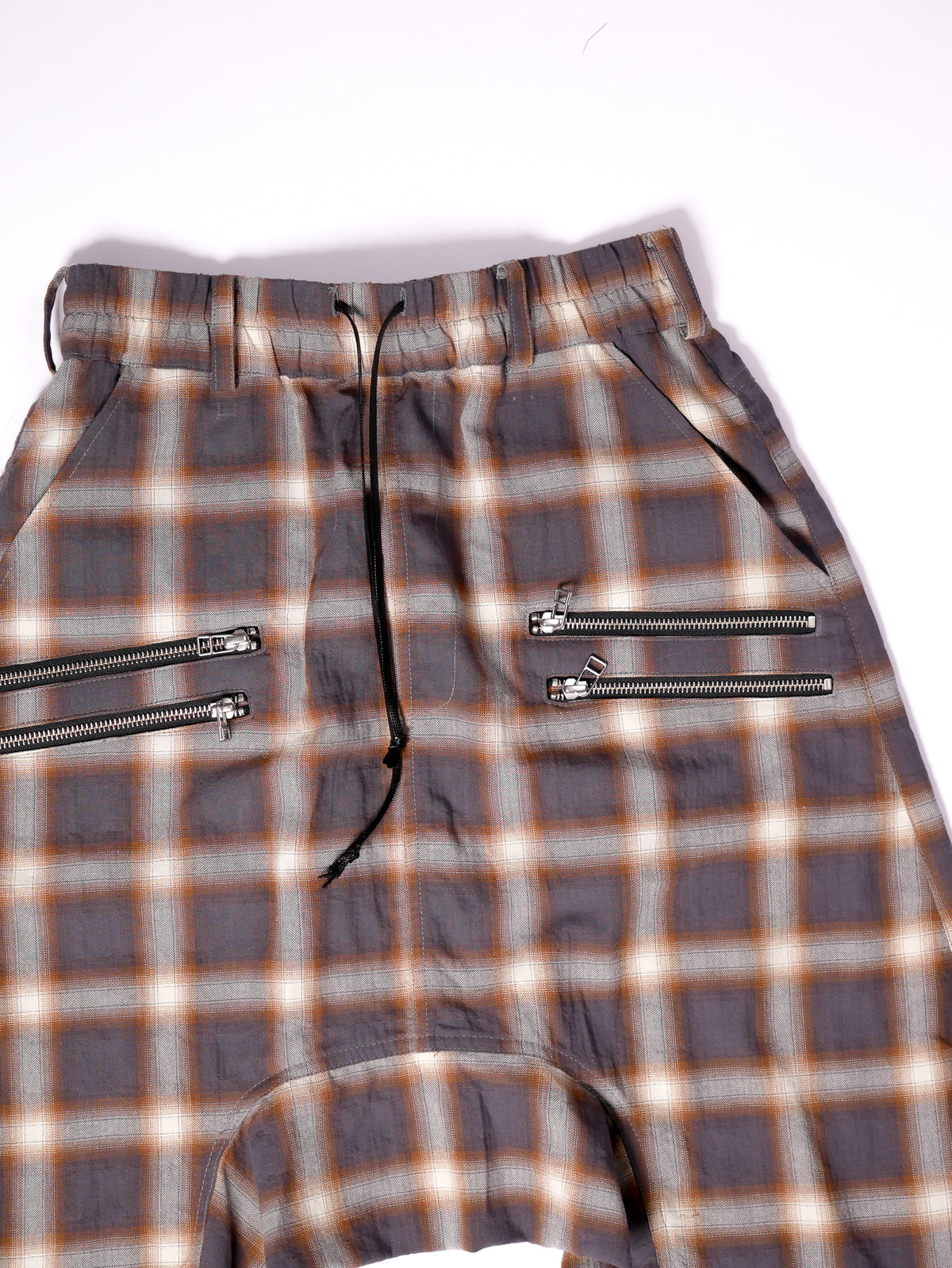 Four Zip Drek Dropcrotch Shorts [Grey Plaid]