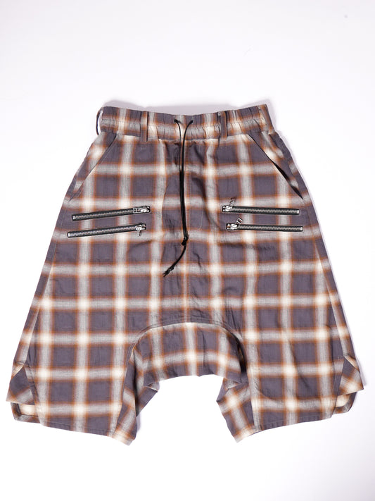 Four Zip Drek Dropcrotch Shorts [Grey Plaid]