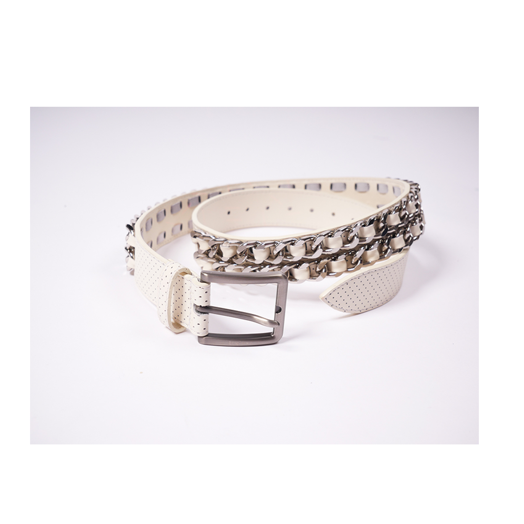 Salieri Cuban Belt [Cream Perforated Leather]