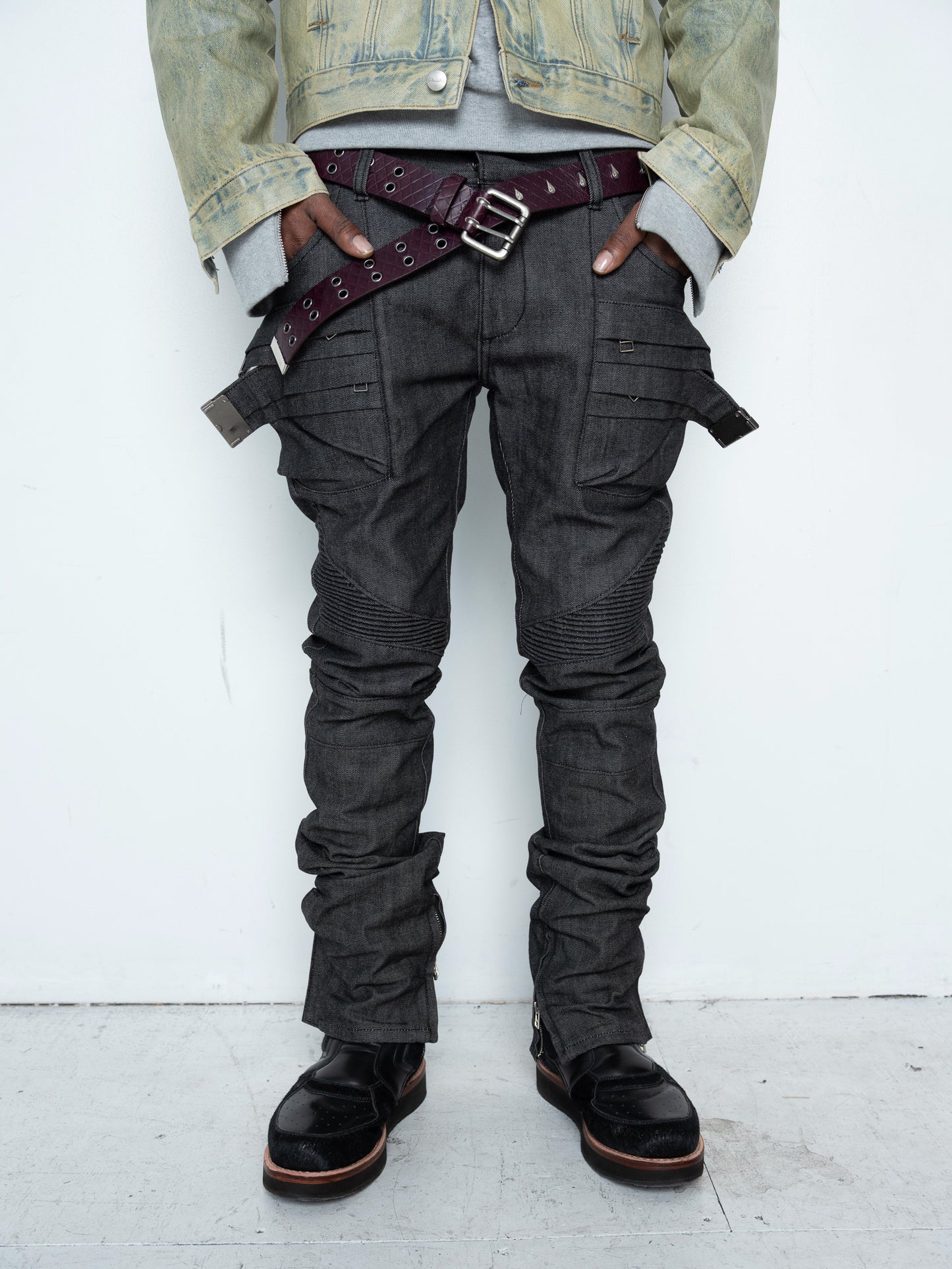 Citreon biker pants [Black Selvedge Denim]