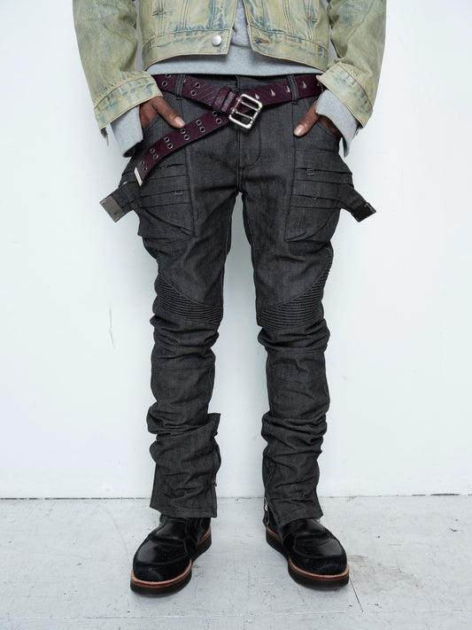 Citreon biker pants [Black Selvedge Denim]