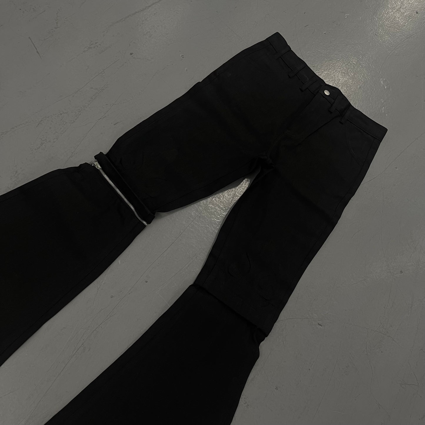 Le Cleur Convertible Flared Pants [Sanforized Black Selvedge Denim]