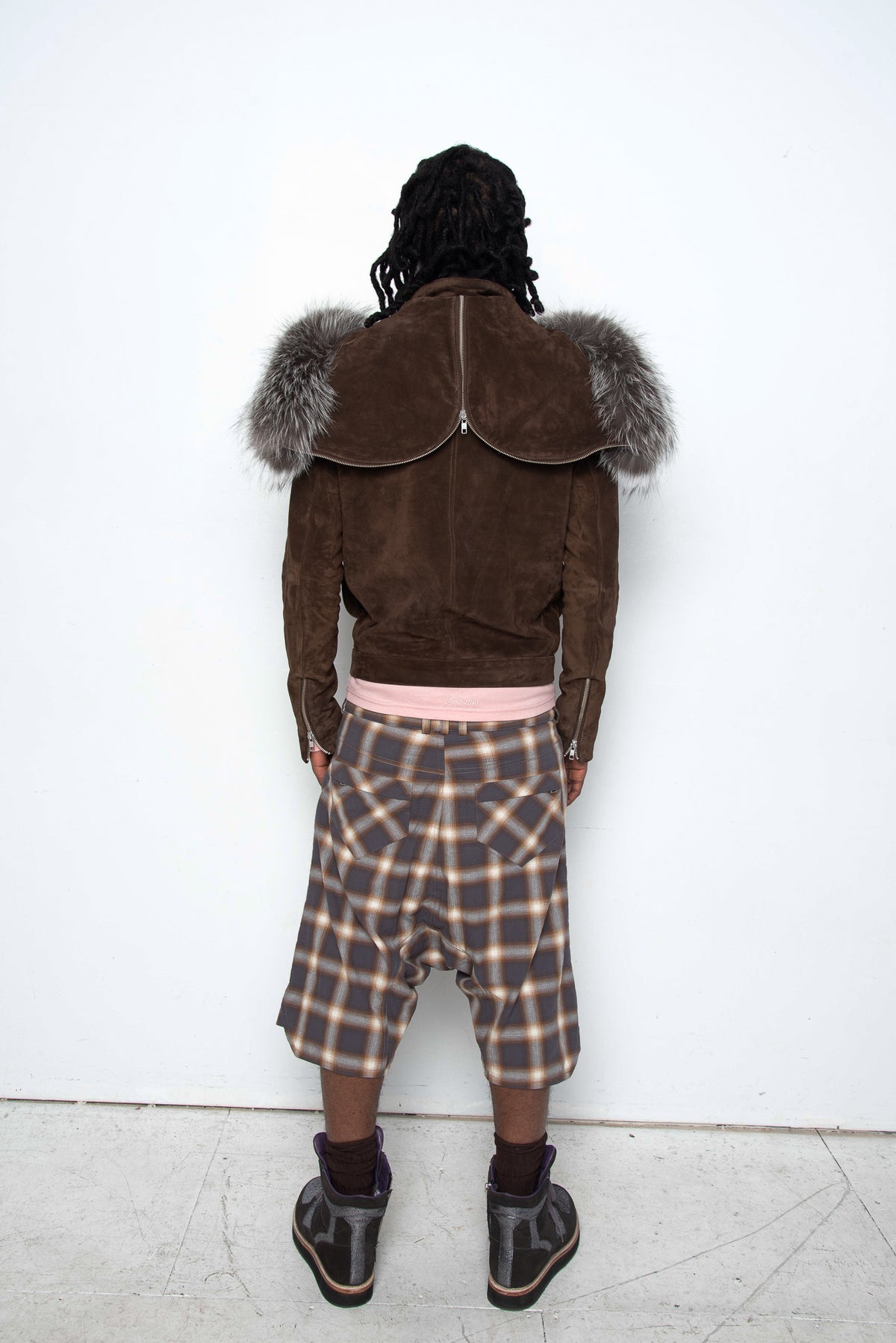 Four Zip Drek Dropcrotch Shorts [Grey Plaid]