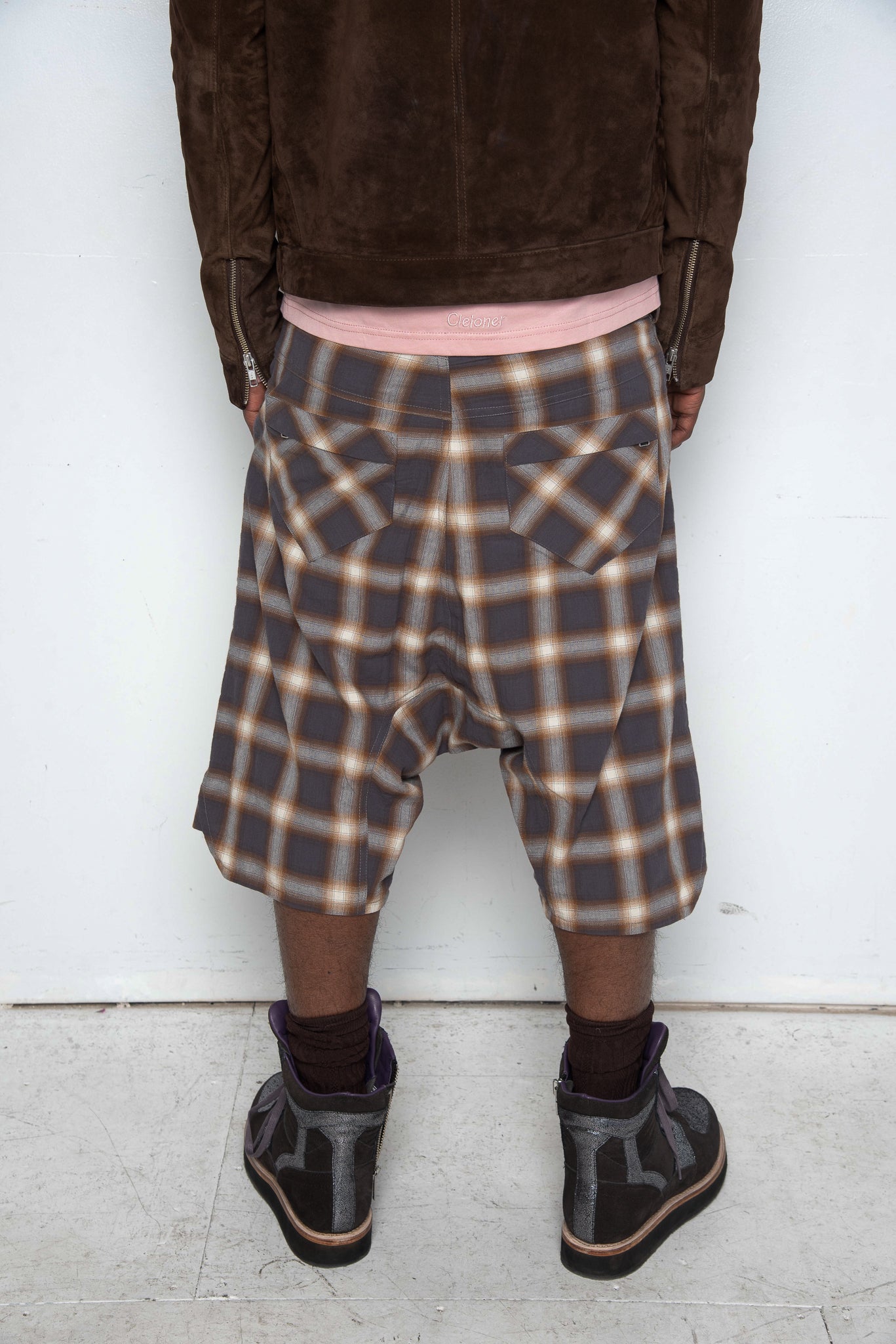 Four Zip Drek Dropcrotch Shorts [Grey Plaid]