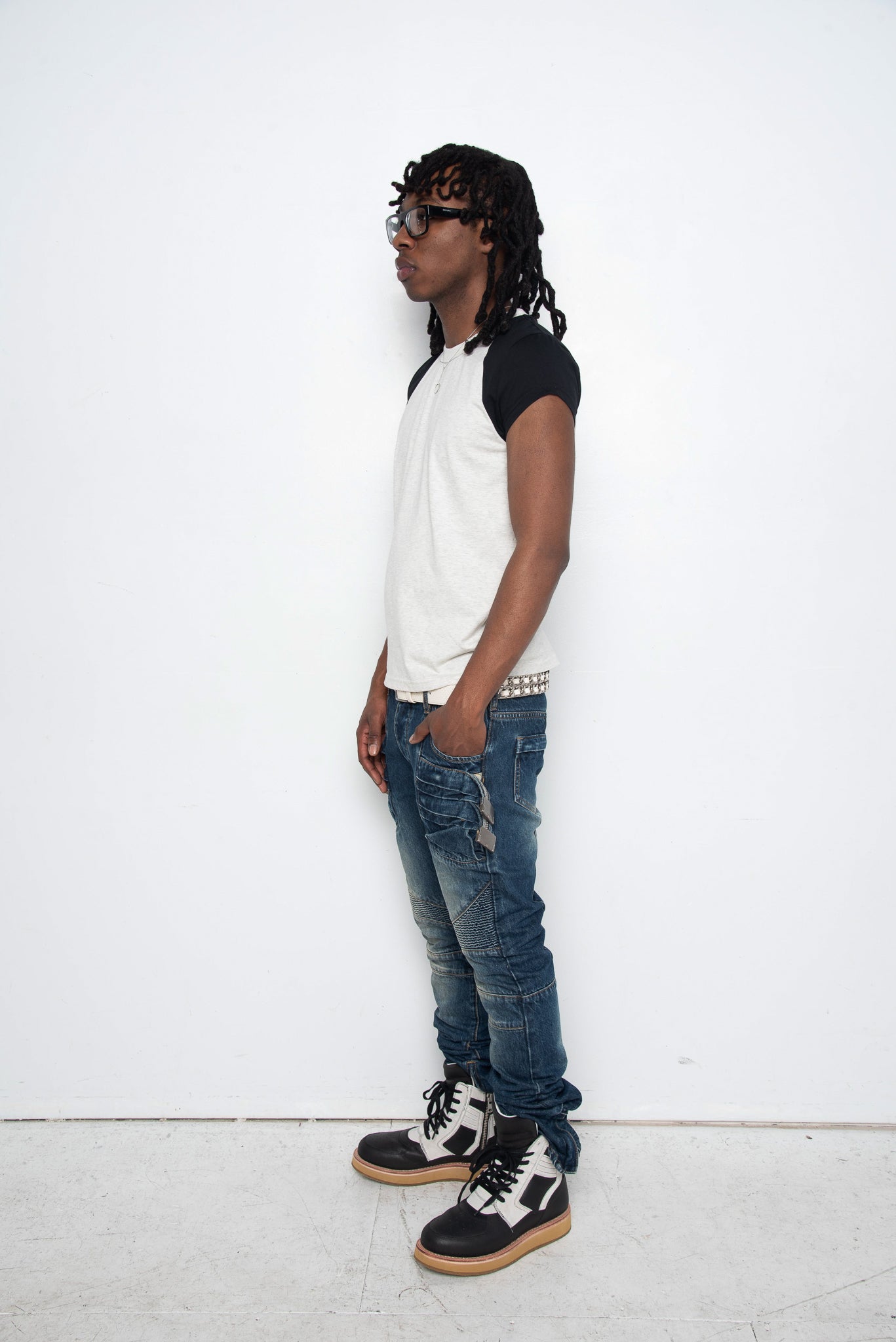 Flighter Raglan T-Shirt [HEATHER GREY AND BLACK]