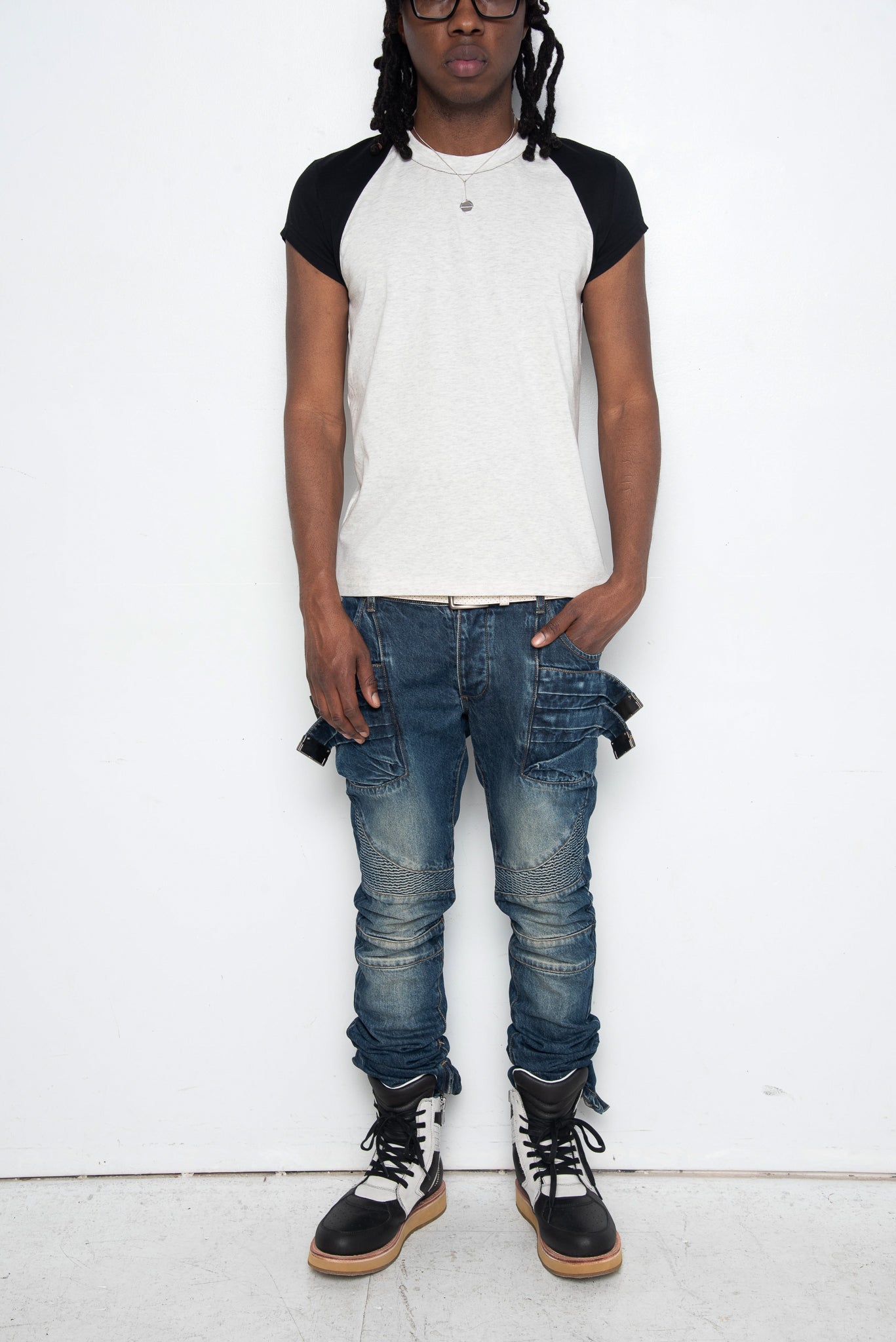 Flighter Raglan T-Shirt [HEATHER GREY AND BLACK]