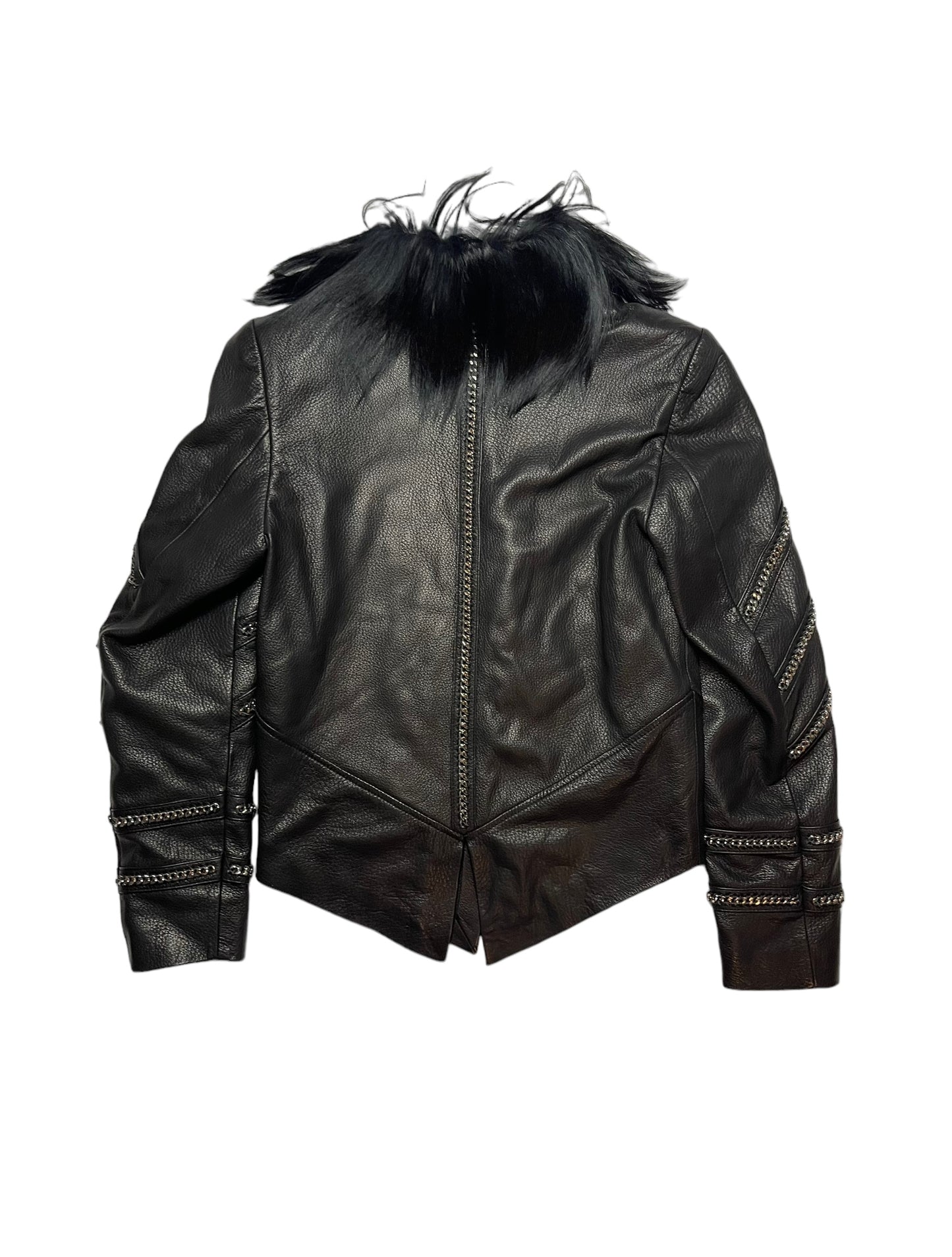 [Black] Hussar Chain Braided Leather Jacket
