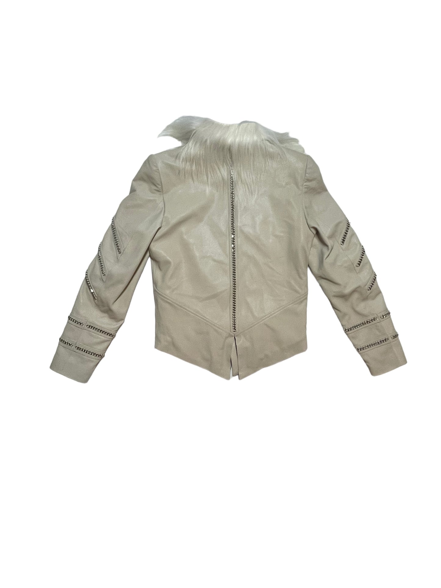 [Cream] Hussar Chain Braided Leather Jacket